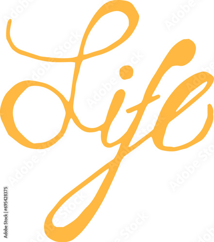 Life handwritten lettering. Paint brush careless inscription. Life doodle written word. Felt tip pen lettering isolated on white background. Postcard, greeting card, t shirt print vector element