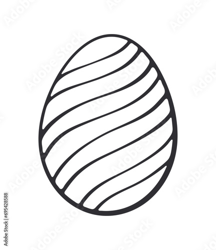 Easter egg with spiral pattern. Vector illustration. Hand drawn Doodle. Design element Isolated on white background. Simple outline drawing in sketch style