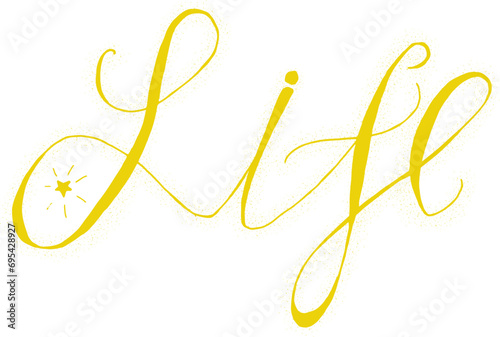 Life written lettering. Paint brush careless inscription. Life doodle word. Felt tip pen lettering isolated on white background. Postcard, greeting card, t shirt print vector element