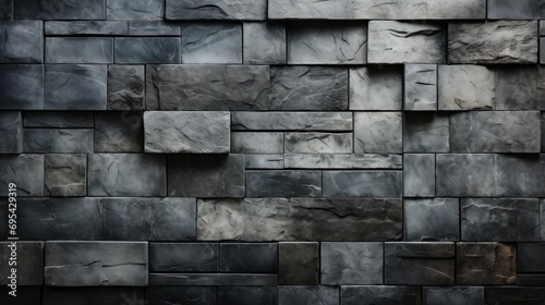 A striking abstract depiction of the raw beauty found within the grey symmetry of a concrete wall, built with bricks and stones, embodying the essence of modern architecture