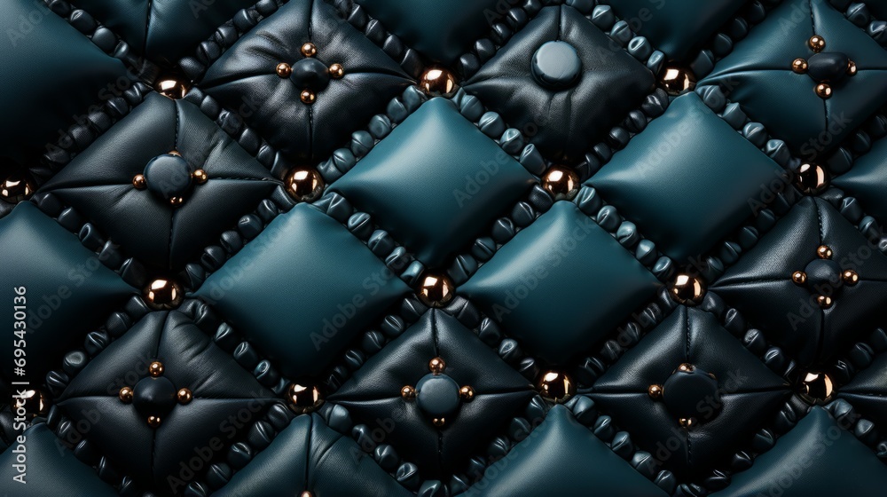 Naklejka premium A luxurious leather accessory, adorned with intricate quilted patterns in black and gold, evoking a sense of opulence and elegance