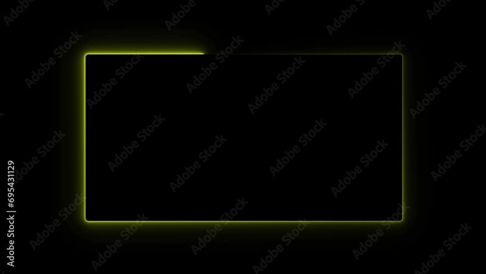 Abstract glowing neon light rectangle border frame animation on black background Abstract glowing neon light rectangle border frame animation on black background