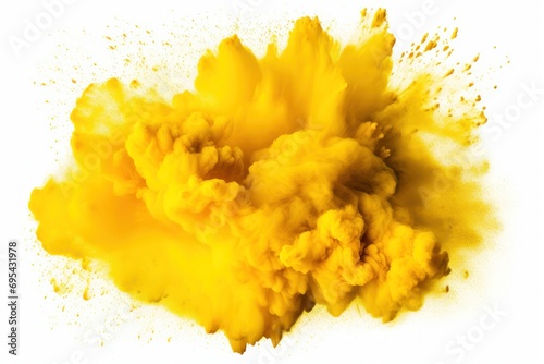 a yellow substance is spewing out of it's center on a white background with space for a text or a logo on the bottom right side of the image.