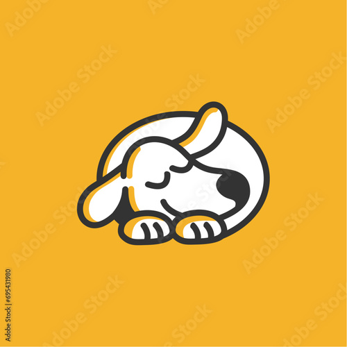 Illustration Sleep Dog Lazy Puppy Animal Rest Cute Cartoon Character Vector Logo Design