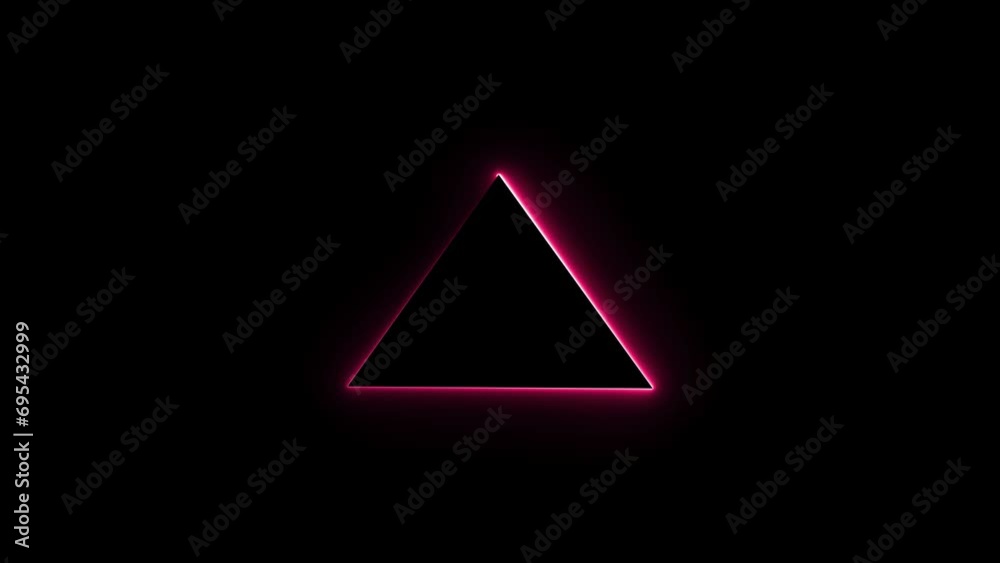 Abstract glowing neon light triangle border frame animation on black background Abstract glowing neon light triangle border frame animation on black background