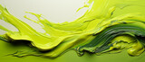 Abstract acid green and yellow acrylic green paint design on canvas, featuring vibrant brush strokes and splashes.