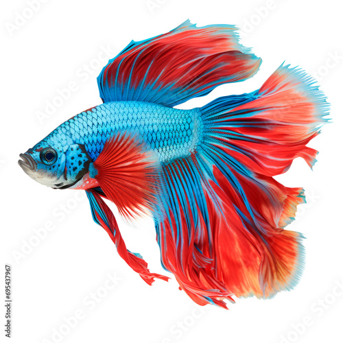Betta fish in a side view isolated on transparent background. AI generated. PNG