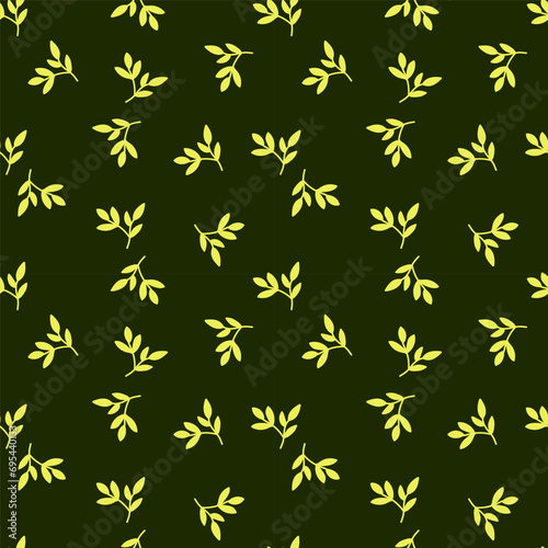 Chic and organic seamless pattern with leaves and herbs. © smth.design