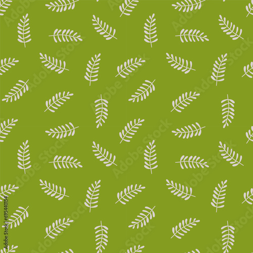 Vibrant seamless pattern featuring leaves and florals.