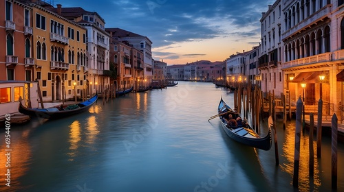 Grand Canal in Venice, Italy at sunset. Panoramic view © Iman