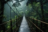 Enchanting Rainforest Suspension Bridge Amidst The Rain
