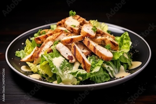Savor The Flavor Of A Delectable Chicken Caesar Salad With Dressing