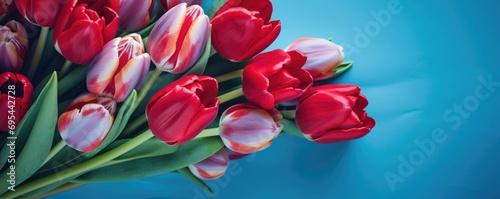 Bouquet of flowers tulips beautiful. Background flowers for the holidays Valentine's Day, Birthday, Happy Woman Day, Mother's Day. Holiday poster and banner