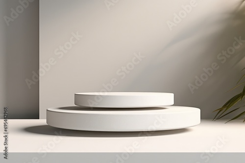 Minimal White Podium For Cosmetic Product Presentation