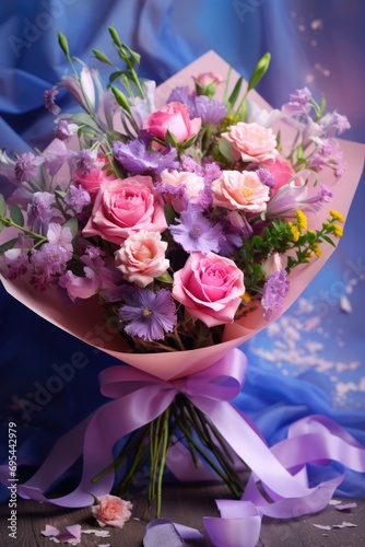 Bouquet of flowers tulips beautiful. Background flowers for the holidays Valentine s Day  Birthday  Happy Woman Day  Mother s Day. Holiday poster and banner