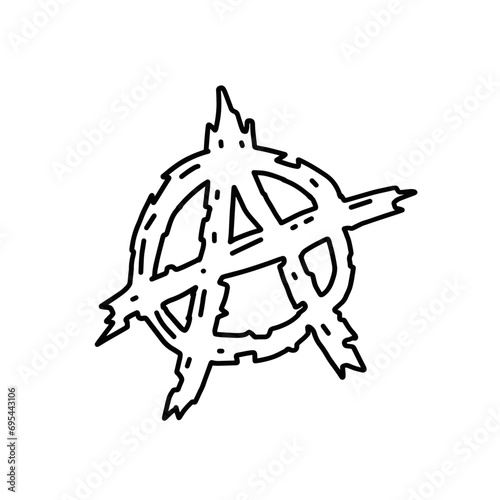 Anarchy. Letter A in the circle. Symbol of chaos and rebellion brush icon.