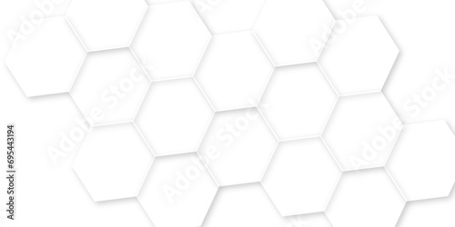 Abstract background with hexagons. Hexagonal structure futuristic white background and Embossed Hexagon, honeycomb white Background. hexagon concept design abstract technology background.	