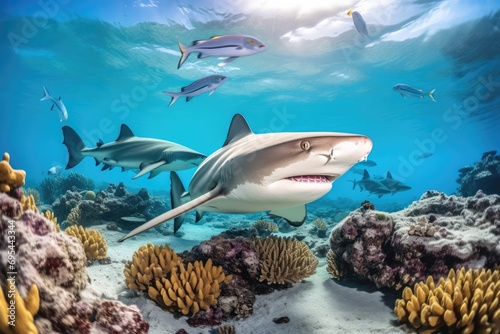 Sharks Underwater In The Maldives