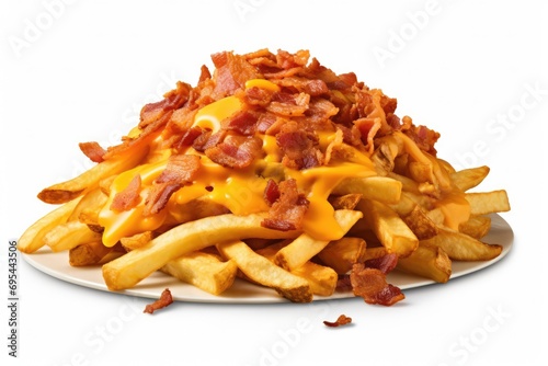 Background Of Cheddar And Bacon Fries And Chips photo