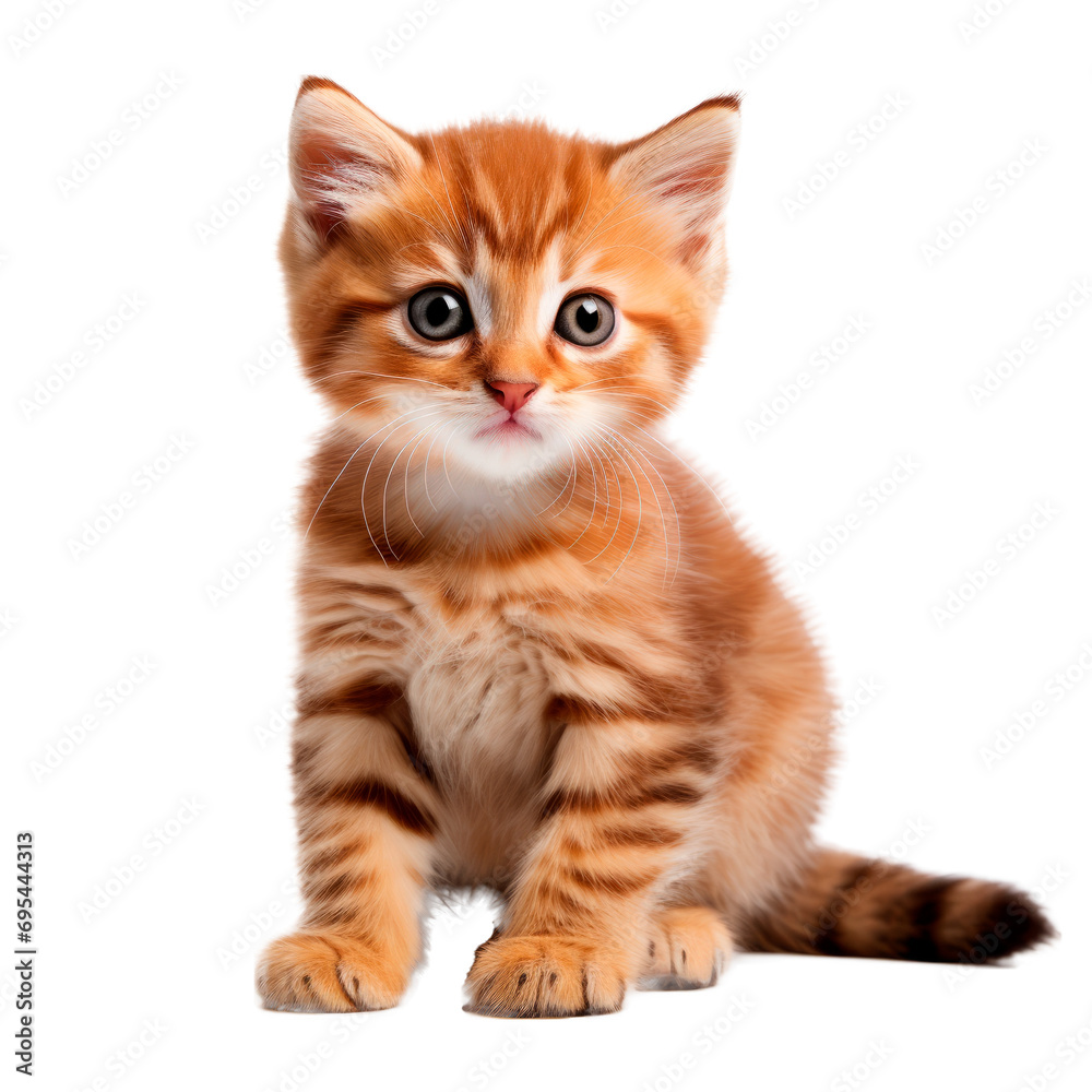 Fototapeta premium Cute kitten isolated on transparent background. AI generated. PNG