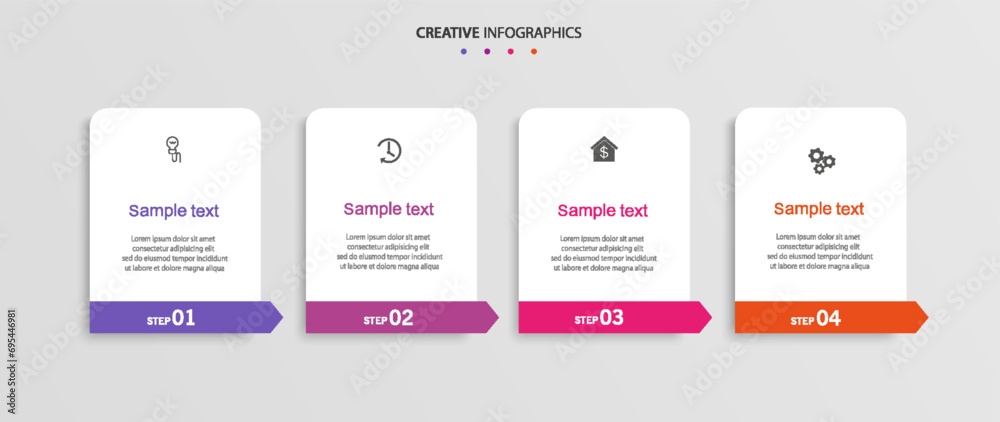 Creative business infographic template with 4 options or steps Creative business infographic template with 4 options or steps