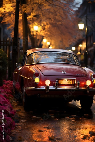 Vintage car in the street of Montmartre, Paris, France