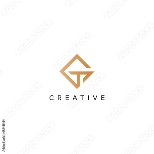 Abstract minimal letter GT TG logo design template - vector.