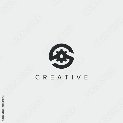 Abstract letter S Gear logo icon on white background.