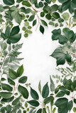 Wallpaper Fondo de flores y hojas verdes sobre fondo blanco limpio