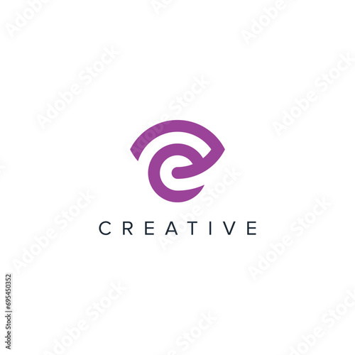 Abstract Eye Logo With E letter vector template.