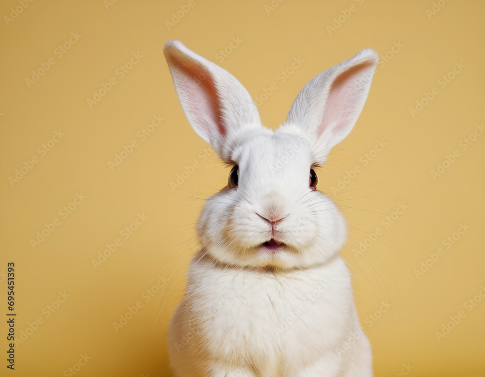 Obraz premium white rabbit on the table