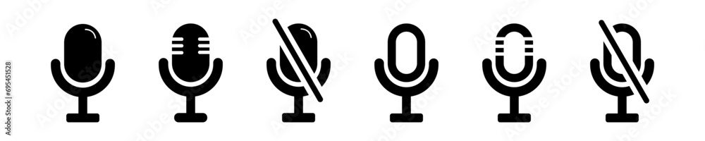 Microphone icons set. Mic sign. Karaoke microphone icon. Audio record. Microphone vector symbols Microphone icons set. Mic sign. Karaoke microphone icon. Audio record. Microphone vector symbols