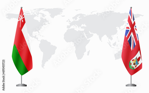 Oman and Bermuda flags for official meeting