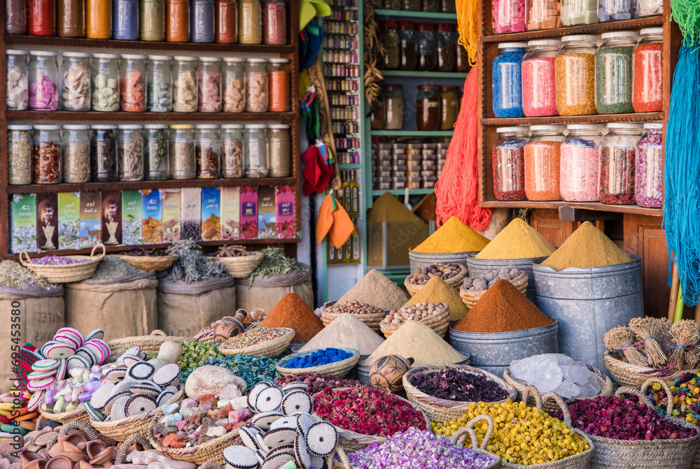 Marrakech colourful market stall