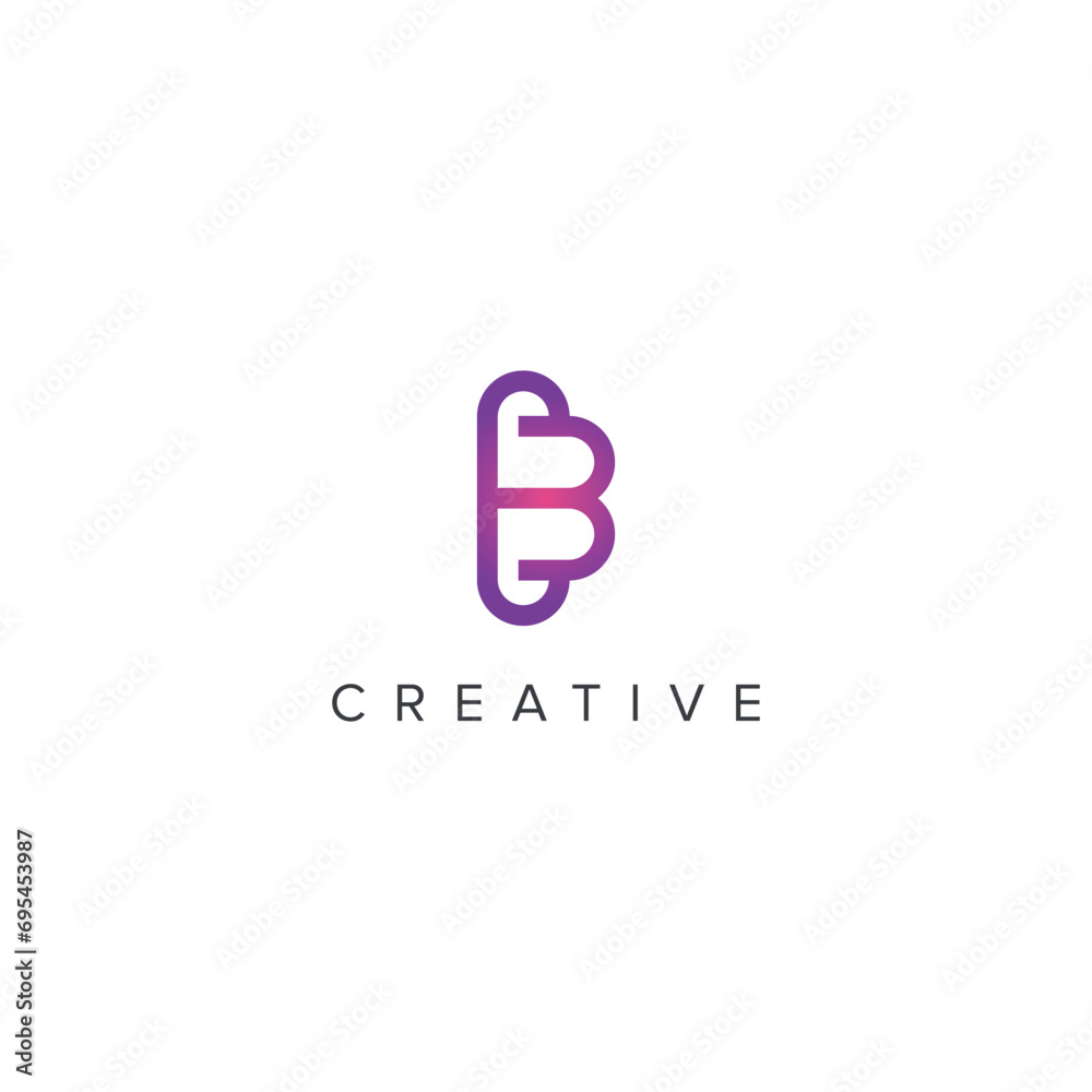 Abstract two heart logo with B letter vector template.