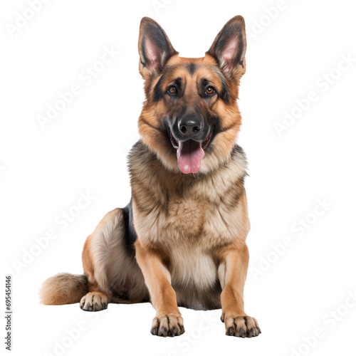 Portrait of a German Shepherd dog isolated on white, transparent background