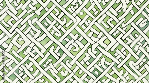Green watercolor celtic pattern on a white background photo