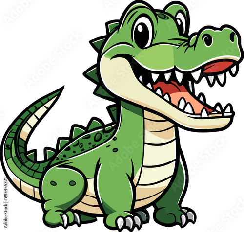 Cartoon style crocodile on transparent background. © aiartth