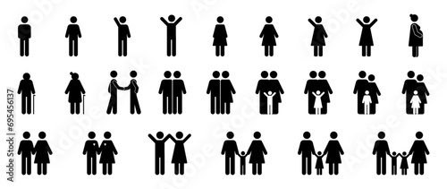 People and family icon, figure people, isolated human. Grandmother and grandfather. Pregnant woman. Vector