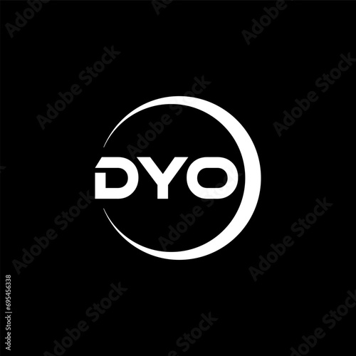 DYO letter logo design with black background in illustrator, cube logo, vector logo, modern alphabet font overlap style. calligraphy designs for logo, Poster, Invitation, etc. photo