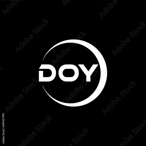 DOY letter logo design with black background in illustrator, cube logo, vector logo, modern alphabet font overlap style. calligraphy designs for logo, Poster, Invitation, etc.
