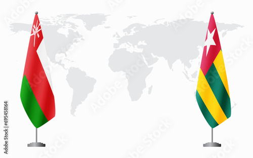 Oman and Togo flags for official meeting