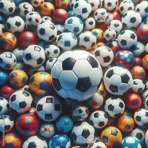 Many soccer balls  background  European Football Championship.