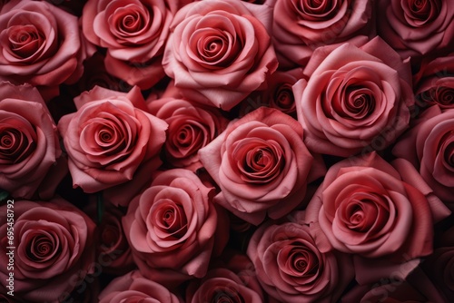 Red roses flower close-up banner for valentine's day