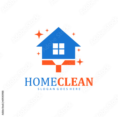 home clear logo template  combination house and cleaning. house cleaning illustration design.