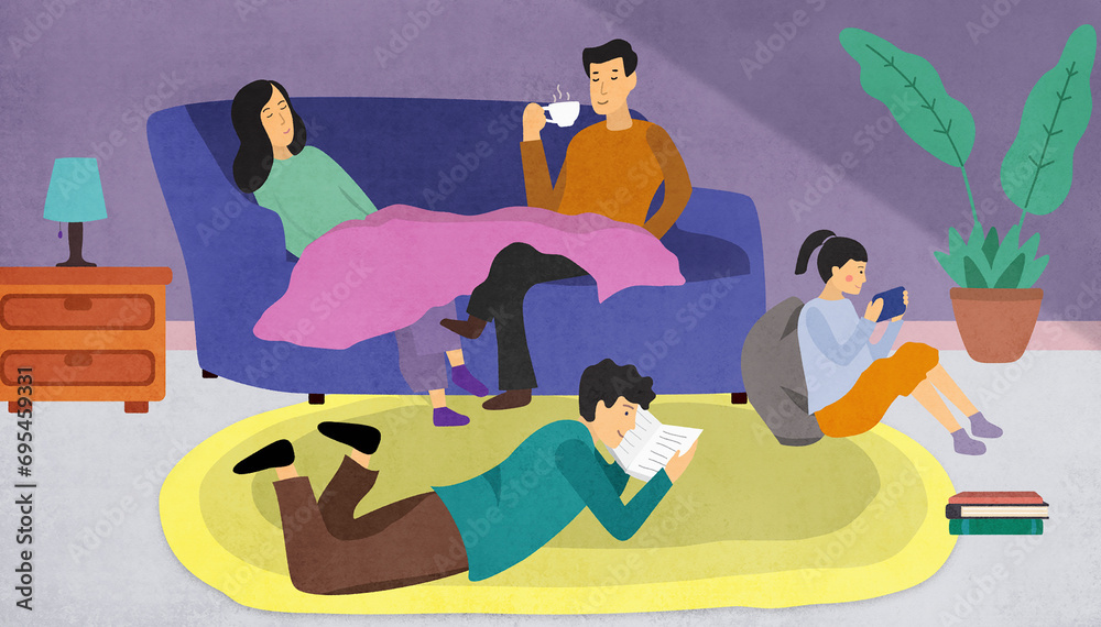 © IKON Images - Cosy family relaxing at home