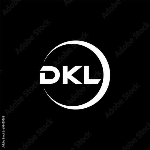 DKL letter logo design with black background in illustrator, cube logo, vector logo, modern alphabet font overlap style. calligraphy designs for logo, Poster, Invitation, etc.