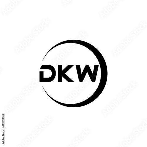 DKW letter logo design with white background in illustrator, cube logo, vector logo, modern alphabet font overlap style. calligraphy designs for logo, Poster, Invitation, etc. photo