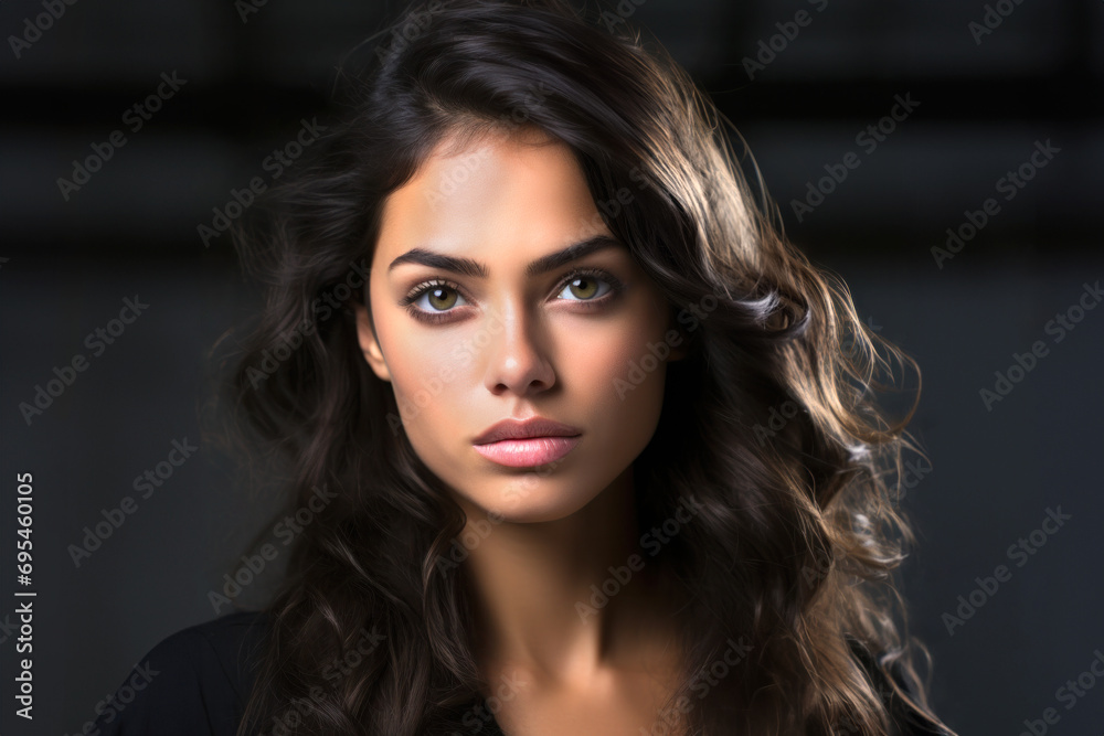 Fototapeta premium Beautiful Latin American fashion model cosmetic shot.