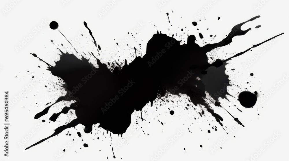 Black ink splash isolated on white background. Ink Splatter. Splash and drops of black liquid. Black ink splash isolated on white background. Ink Splatter. Splash and drops of black liquid.